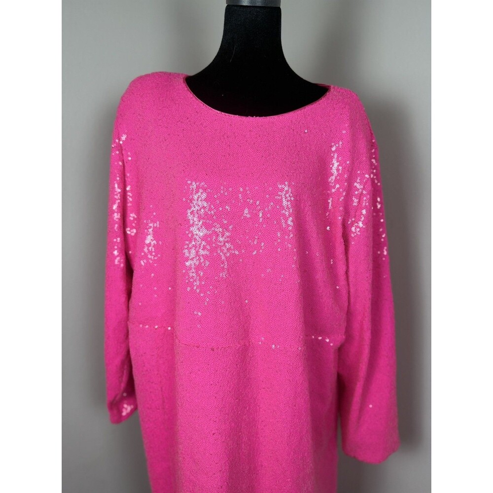 Torrid At The Knee Sequin Strong Shoulder Dress Pink size 24 - Picture 3 of 16